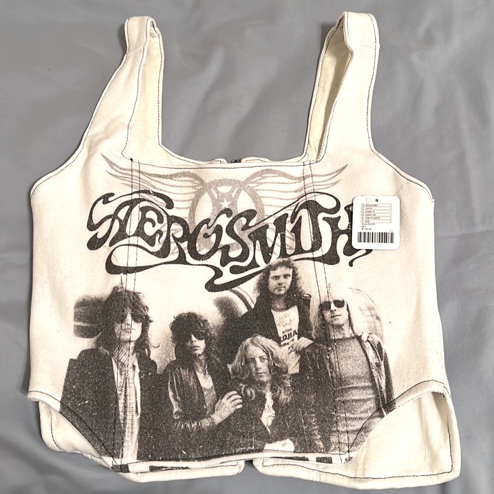 NWT Vintage Urban Renewal Remade Zip Back Music Corset Top